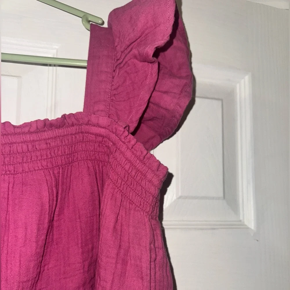 GAP Girls Pink Gauze Flutter Sleeve Top Size 10 L Smocked NWOT